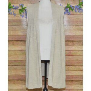 J. Jill Ladies Beige Open Front Silk Blend Sleeveless Long Cardigan Sweater XL